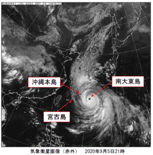 令和2年台風10号の衛星赤外写真